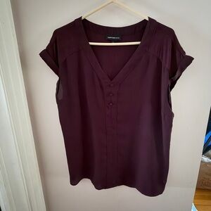 Fortune+Fate Plum V-Neck Short Sleeve Blouse